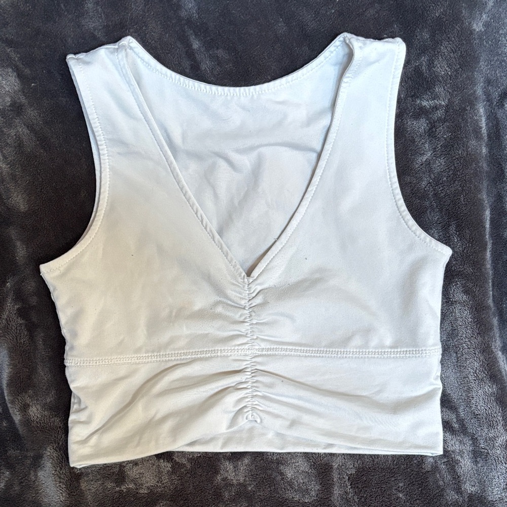 White Sleeveless V-Neck Top